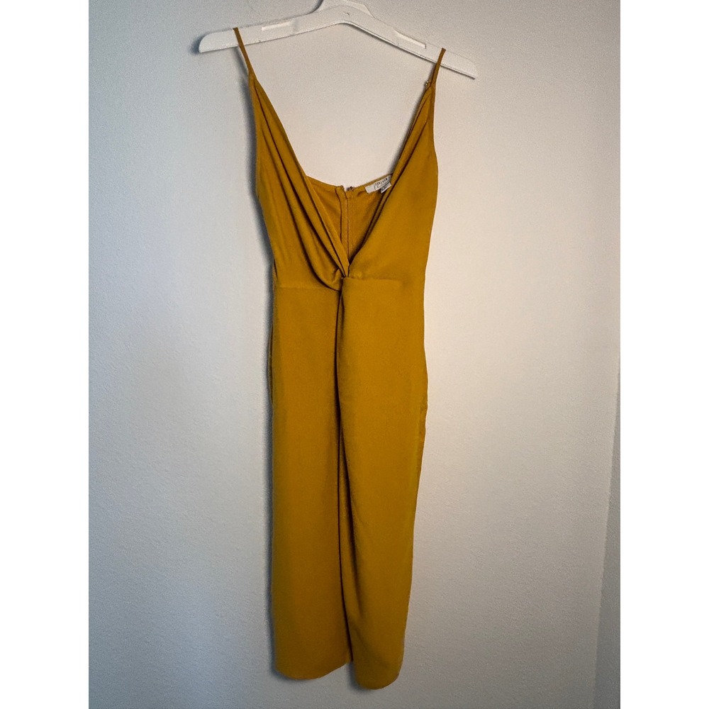 Forever 21 Contemporary Mustard‎ Yellow Twist Front V-Neck Midi Dress Small